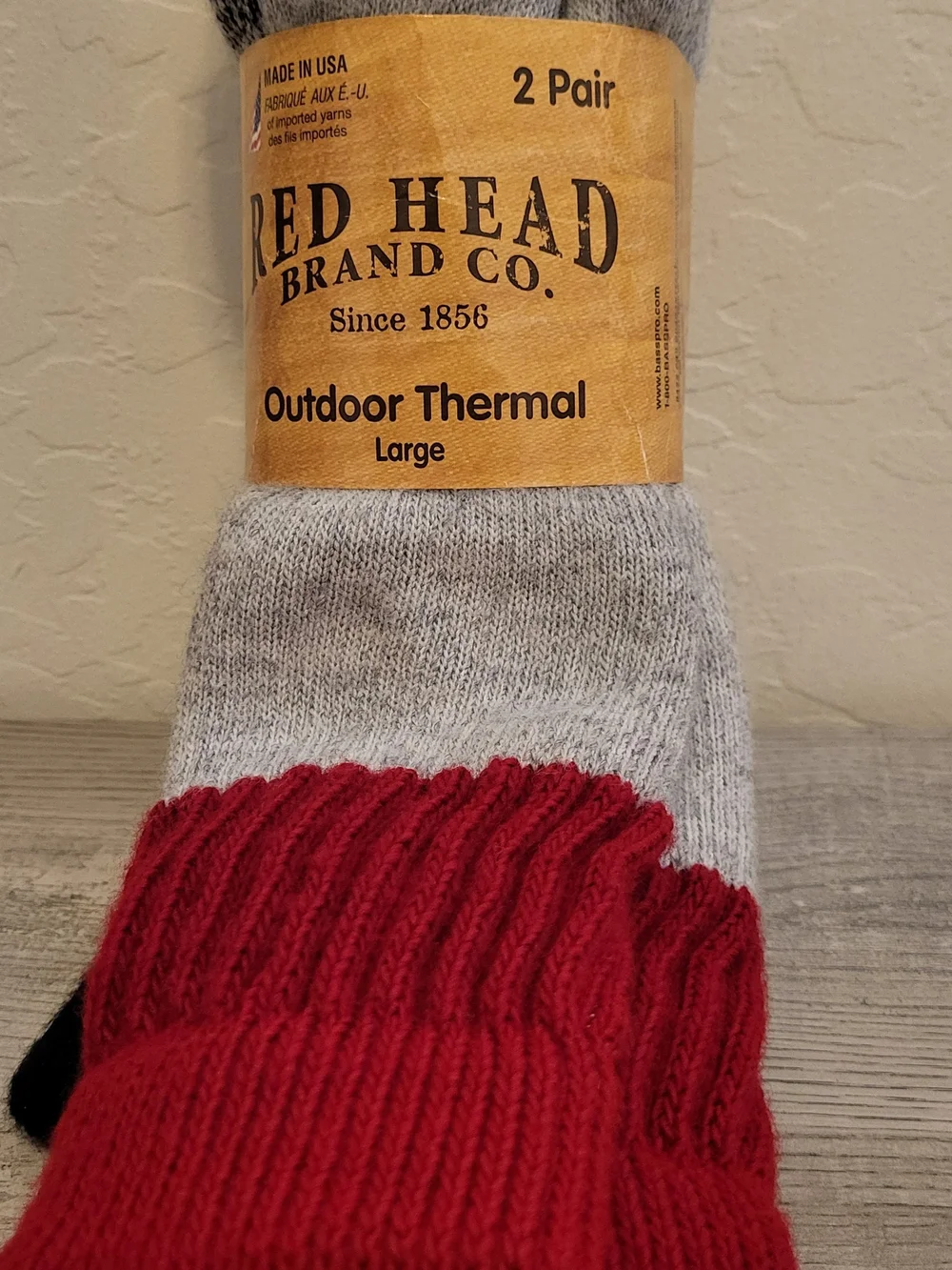 Red Head Outdoor Thermal Socks - Grey and Red (Large)